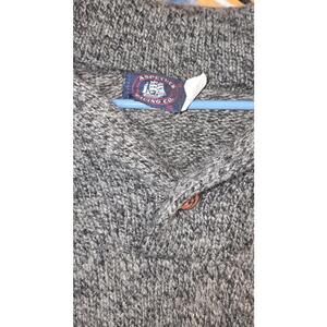 Aspetuck Trading Co. Gray Wool Knit Sweater with Burgundy and White Stripes